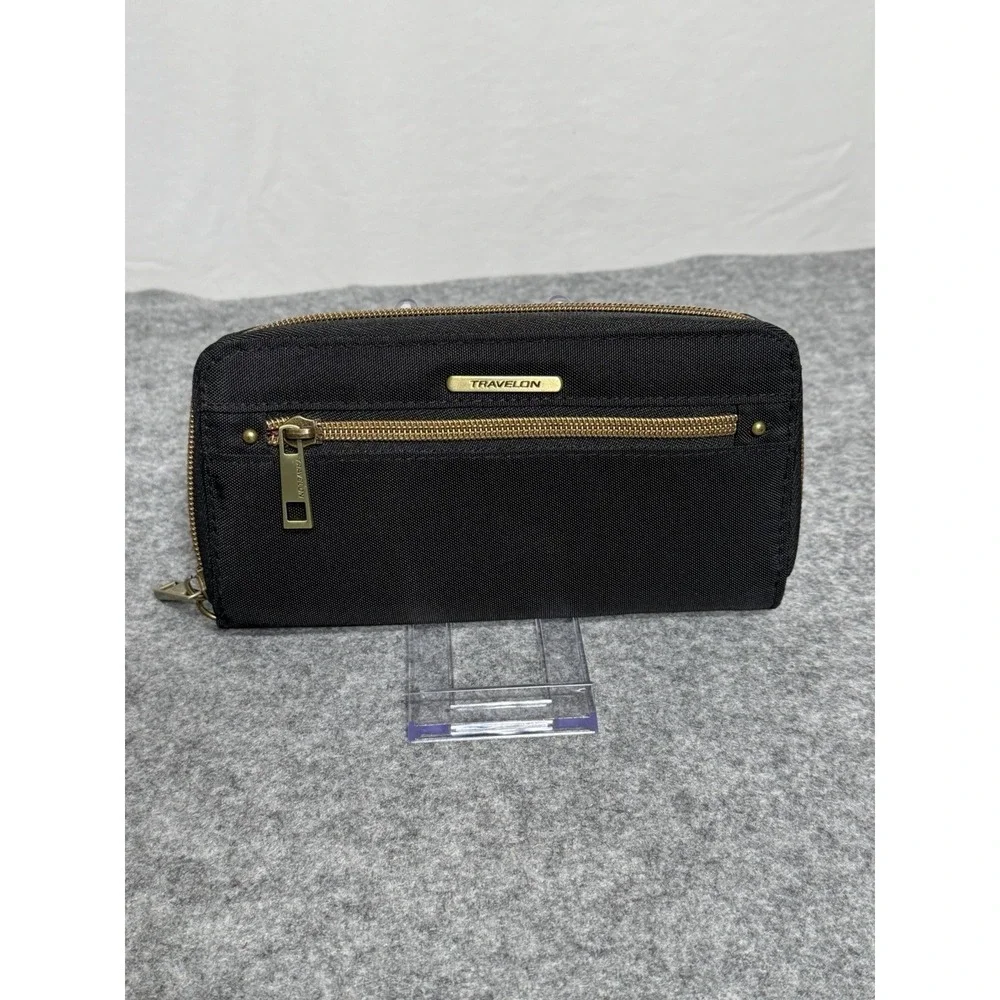 Travelon Wallet Black Travel Nylon Zip RFID Blocking‎